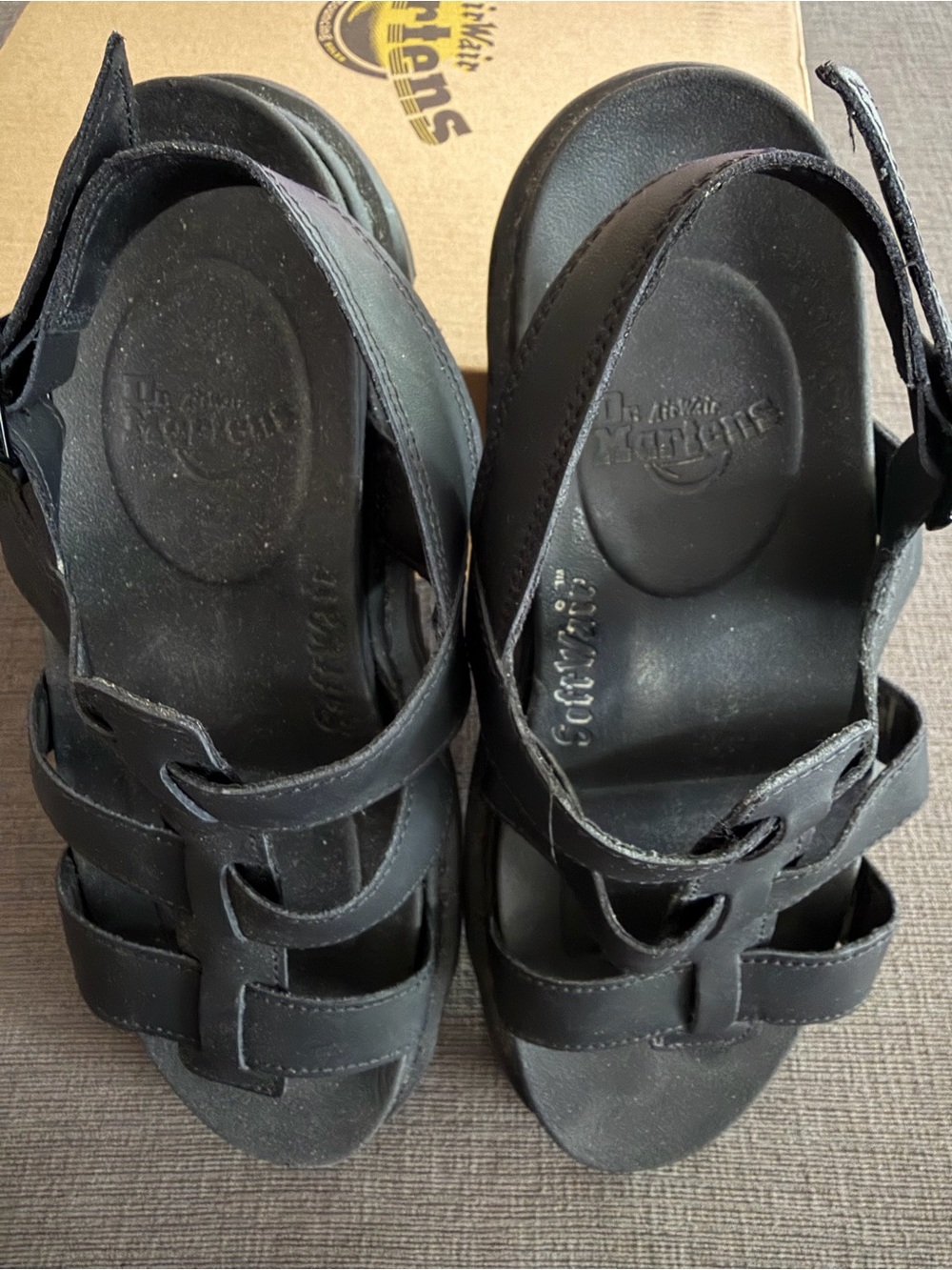 Womens DR MARTENS Air Wair Yelena Sandals Black Size 10 Hydro Leather - Picture 13 of 14